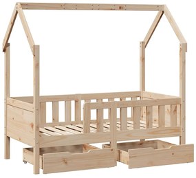 Estrutura de cama infantil c/ gavetas 80x170 cm pinho maciço