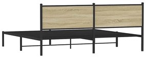 Estrutura de cama sem colchão 193x203cm metal carvalho sonoma