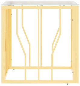 Mesa de centro 50x50x50 cm aço inoxidável e vidro dourado