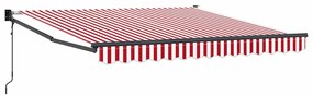 Toldo Retrátil Automático Listrado Vermelho e Branco 350x250 cm