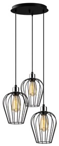 Candeeiro de Teto Tel – Preto – Diâmetro 41 cm, Altura Ajustável 115 c
