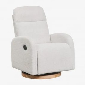 Pack De 2 Poltronas Reclináveis E Giratórias Em Tecido Bouclé Vako Bouclé Branco Pérola - Sklum