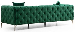 Sofá de 3 Lugares com Pernas em Metal Cromado – Francisca – Verde – 23