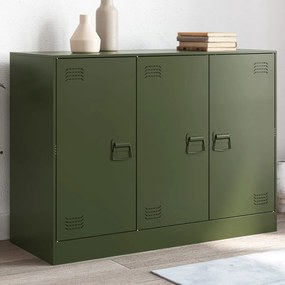 vidaXL Aparador 99x39x73 cm aço verde azeitona