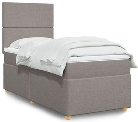 Cama com molas/colchão 90x200 cm tecido castanho-acinzentado