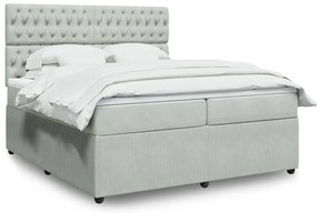 vidaXL Cama com molas/colchão 200x200 cm veludo cinzento-claro