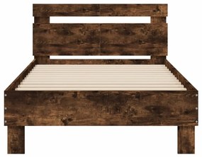 Estrutura cama c/ cabeceira/luzes LED 100x200cm carvalho fumado