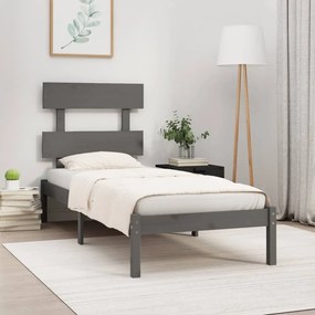 vidaXL Estrutura cama solteiro 90x200 cm madeira maciça cinzento