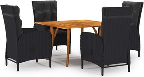 vidaXL 5 pcs conjunto de jantar para jardim preto
