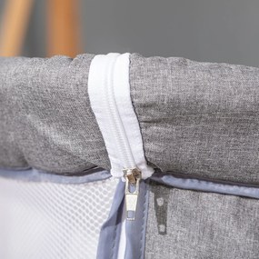 Berço de Bebé 2 em 1 Berço de Viagem Dobrável com Altura e Pés Ajustável em 5 Níveis Bolsa de Transporte até 9kg 6x50x83cm Cinza