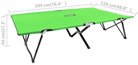Espreguiçadeira/cama dobrável para 2 pessoas aço verde