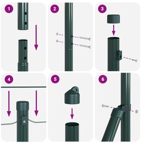 Cerca Euro com 7 Postes Flangeados 1.5x10 m Aço Galvanizado