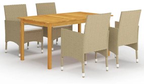 vidaXL 5 pcs conjunto de jantar para jardim bege