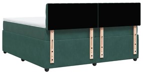 Cama com molas/colchão 200x200 cm veludo verde-escuro