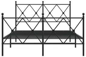 Estrutura de cama com cabeceira e pés 120x200 cm metal preto