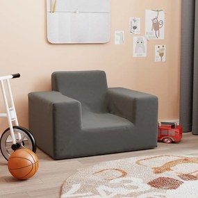 vidaXL Sofá infantil pelúcia macia antracite