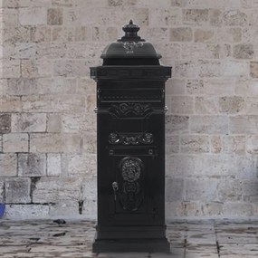 vidaXL Caixa correio coluna estilo vintage alumínio inoxidável preto