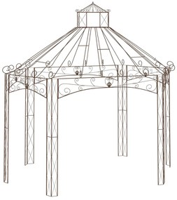vidaXL Pavilhão de jardim 400x258x378 cm ferro castanho antigo