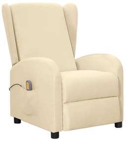 vidaXL Poltrona de massagens tecido cor creme