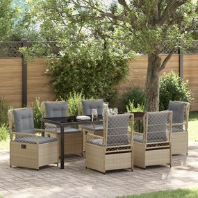 vidaXL Conjunto de Jantar de Jardim de 7 Peças Bege Vime PE