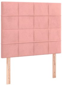 Cama box spring c/ colchão/LED 90x200 cm veludo rosa