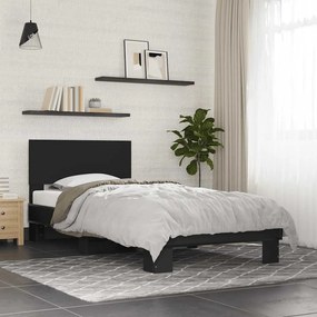 Estrutura de cama 75x190 cm derivados de madeira e metal preto