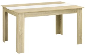 HOMCOM Mesa de Jantar Moderna Mesa para Sala Retangular para 4-6 Pessoas Carga 100 kg 140x89,5x75 cm Branco e Carvalho | Aosom Portugal