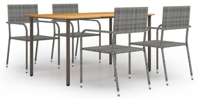 vidaXL 5 pcs conjunto de jantar para jardim vime PE antracite