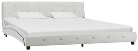 280316 vidaXL Estrutura de cama em couro artificial 180x200 cm branco