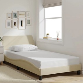 Estrutura de cama c/ cabeceira 100x200 cm tecido cor creme