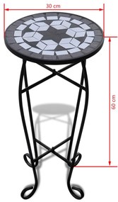 Mesa de apoio para plantas em mosaico preto e branco