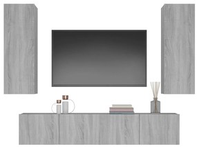 Conjunto móveis de TV 4 pcs madeira processada sonoma cinza