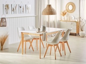 Mesa de jantar extensível 140/180 x 90 cm em branco e madeira clara SOLA Beliani
