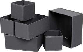 Conjunto de 6 organizadores de gavetas cinzento