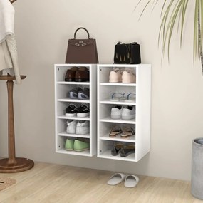 vidaXL Sapateiras 2 pcs 31,5x35x70 cm contraplacado branco brilhante