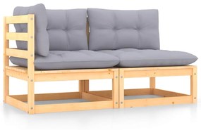 vidaXL 2 pcs conjunto lounge de jardim com almofadões pinho maciço