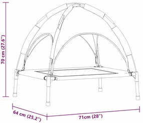 Cama Elevada para Cães com Cobertura Removível Cinza Prateado Metal