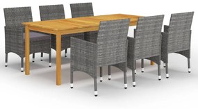 vidaXL 7 pcs conjunto de jantar para jardim cinzento