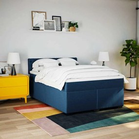 Cama com molas/colchão 140x190 cm tecido azul