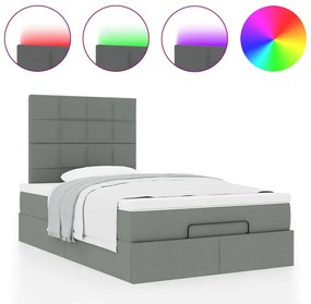 Estrutura de cama otomana com colchão cinza escuro tecido