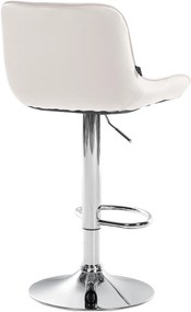 Banco alto em veludo com estrutura prateada 85-106 x 49 x 51 cm cor creme