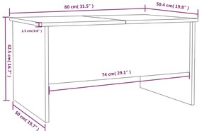 Mesa de centro80x50x42,5cm derivados de madeira cinzento sonoma
