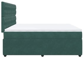 Cama com molas/colchão 200x200 cm veludo verde-escuro