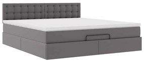 Cama otomana com colchões &amp; LEDs 180x200 cm couro artificial