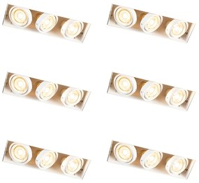 Conjunto de 6 focos embutidos brancos ajustáveis sem moldura 3 luzes - Oneon