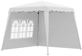 Outsunny Tenda Dobrável com 2 Paredes Laterais Altura Ajustável Proteção UV50+ e Bolsa de Transporte 240x240x250 cm Branco