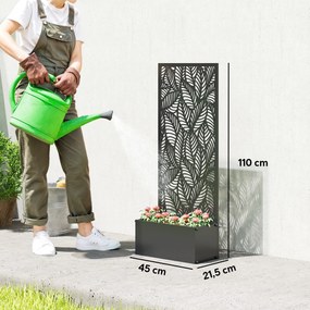 Floreira com Treliça, 45 x 21,5 x 110 cm, Resguardo de Privacidade, Preto