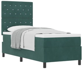 Cama Box Spring com Colchão Verde Escuro 80x200 cm Veludo
