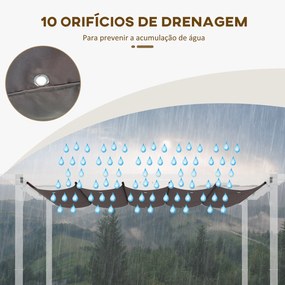 Cobertura para Pérgola 2,5x2,55cm Teto de Substituição Retrátil para Pérgola com 10 Orifícios de Drenagem Café