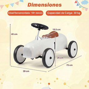 Andador de Bebé Vintage, 75 x 39 x 40 cm, Volante Multifuncional, Branco